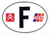 Sticker 'F' like France, with logos Citroen and Total