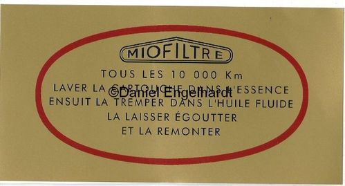 Sticker for air filter housing 'Miofiltre', Citroen / 10000 km