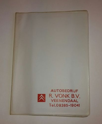 Cahier en skai pour carte grise etc, couleur blanche, Agent Citroen Pays Bas (17 x 12,5 cm)