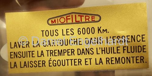 Sticker for air filter housing 'Miofiltre', Citroen 6000 km