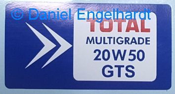 Aufkleber Motoröl Total Multigrade 20W50 GTS