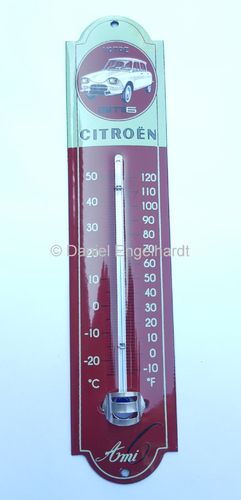 CITROEN AMI 6  thermomètre émaillé 30 cm
